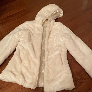 White fluffy warm jacket